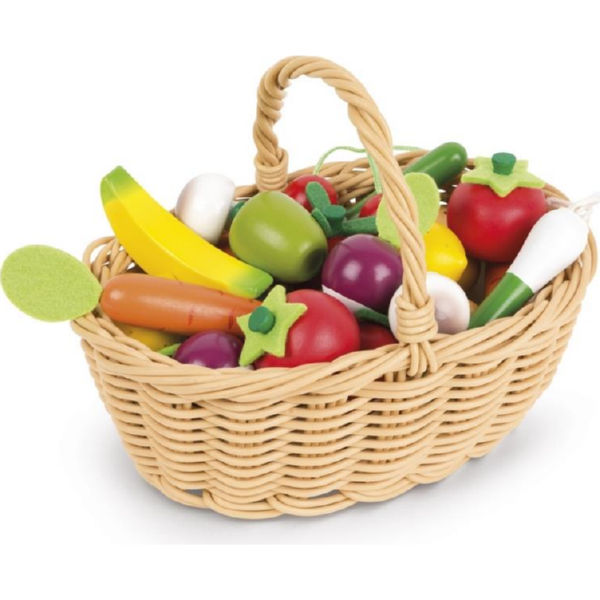 Ігровий набір Janod Кошик з овочами і фруктами 24 ел. J05620
