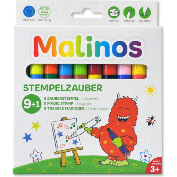 Штампы-фломастеры волшебные меняющие цвет MALINOS Stempelzauber 9 (9+1) шт