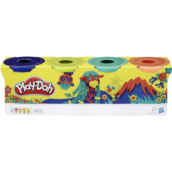 Набор с тестом Play-Doh 4 баночки (синий, лимонный, зеленый, оранжевый) B5517_E4867