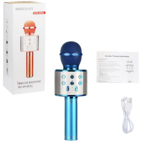 Беспроводной микрофон-караоке (синий) WS-858
