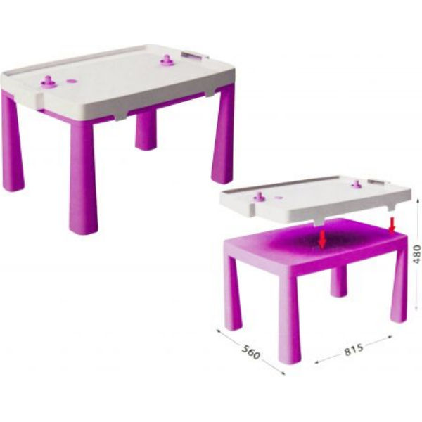 Пластиковый стол с насадкой для аэрохоккея (розовый) 04580/3