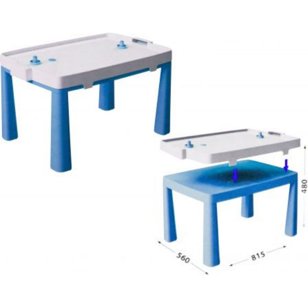 Пластиковый стол с насадкой для аэрохоккея (синий) 04580/1