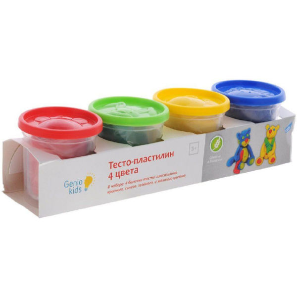 Набор для детского творчества «Тесто-пластилин 4 цвета» по 140 г - Genio Kids (TA1010V)