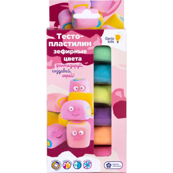 Набор Genio Kids-Art для детской лепки “Тесто-пластилин 6 цветов. Зефирные цвета" (TA1089)