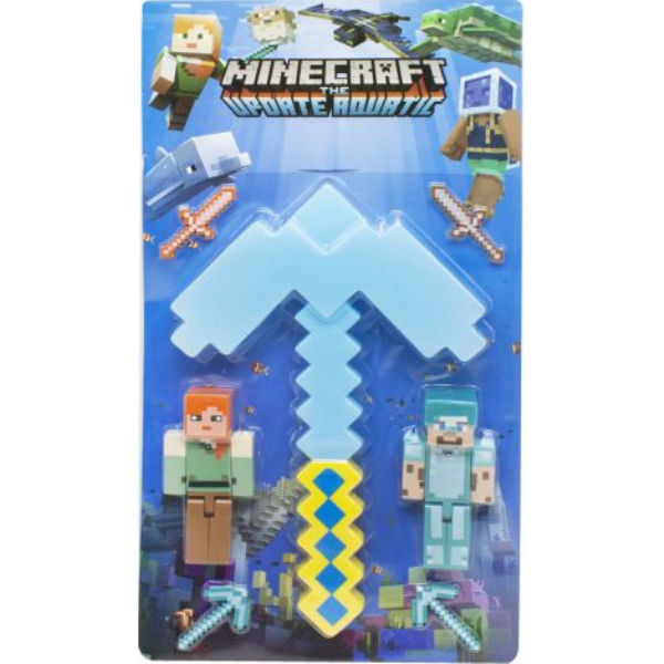 Игровой набор с оружием "Minecraft", голубая кирка JL19013-2