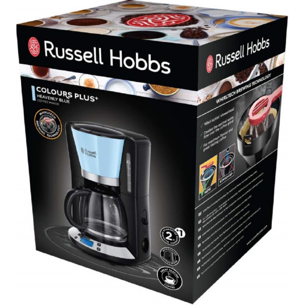 Кофеварка Russell Hobbs 24034-56 Colours Plus+, 1100 Вт, LCD-дисплей, Таймер на 24 часа, Голубой