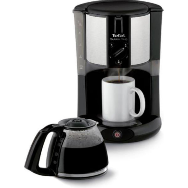 Капельная кофеварка Tefal SUBITO MUG CM290838, механика, 1000ВТ, 1,25л, черная/нержавеющая сталь