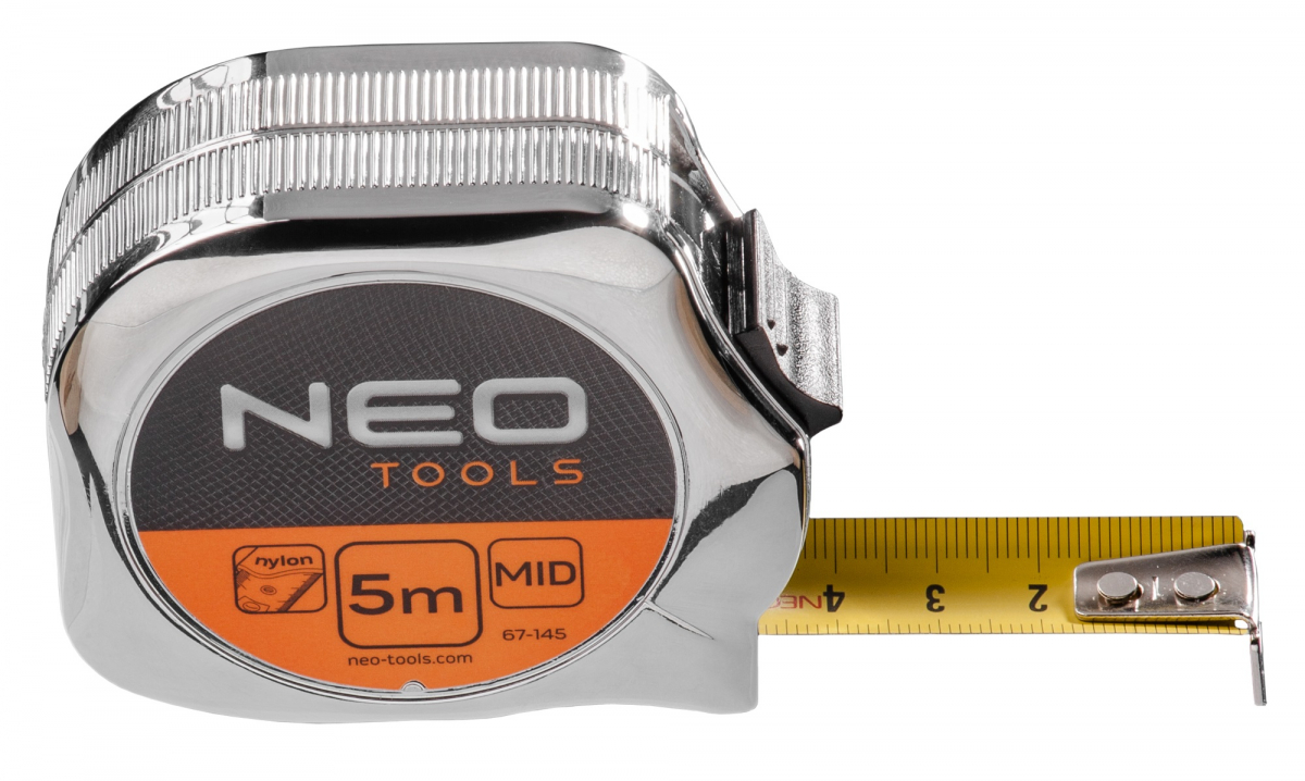 Рулетка NEO, стальная лента 5 м x 19 мм
