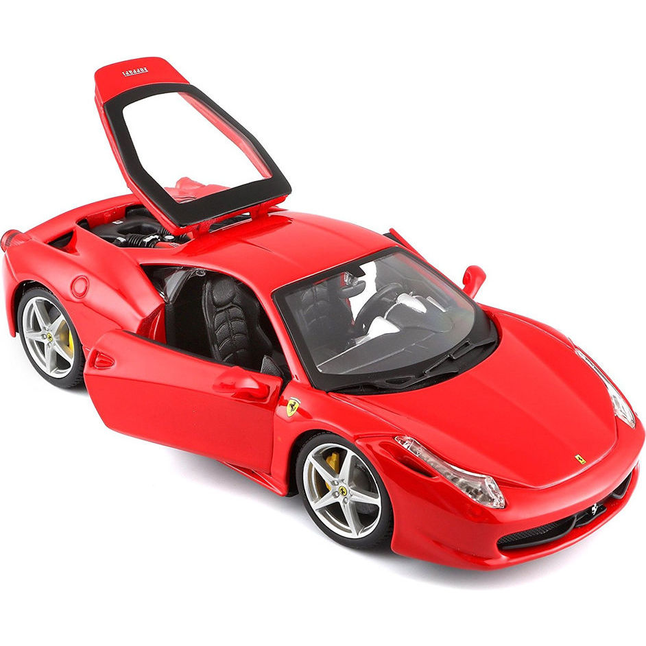 Моделька автомобиля ferrari 458 italia, феррари 458 италия красная 1:24 bburago 18-26003