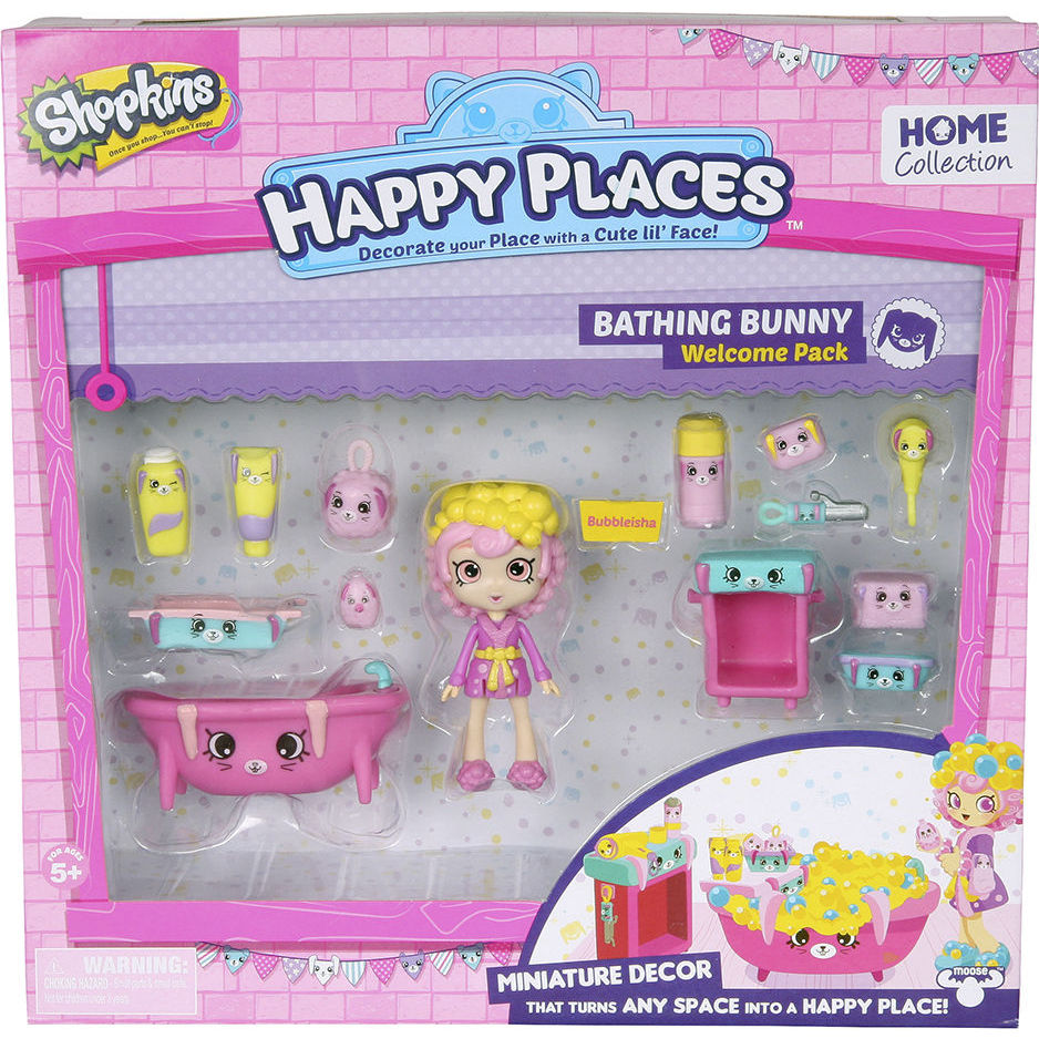 Игровой набор с куклой happy places s1 ванная комната бабли гам