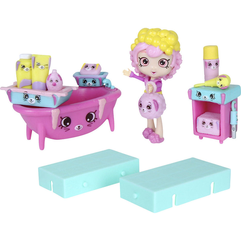 Игровой набор с куклой happy places s1 ванная комната бабли гам