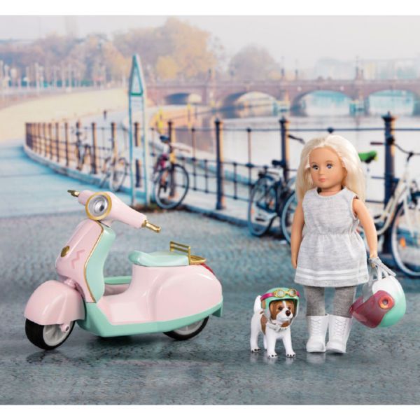 Транспорт для кукол LORI Скутер с коляской и собачкой LO37034Z