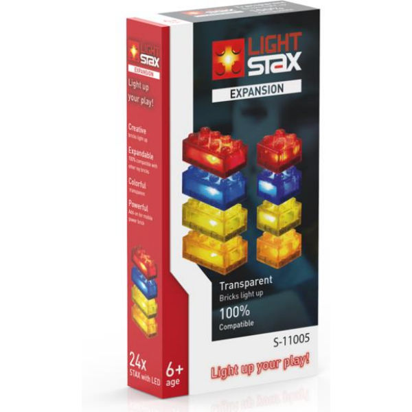 Цеглінкі 4х2 та 2х2 liGHT STAX з LED підсвіткою 8 штук Transparent Червоній, Помаранчевий, Жовтий, Синій S11005