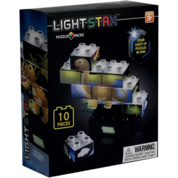 Конструктор LIGHT STAX Junior з LED підсвіткою Паззл Динозаври M03004