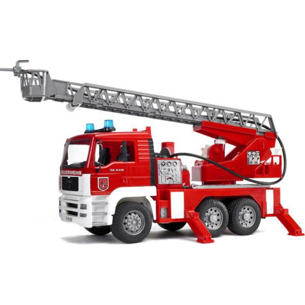 Пожежний вантажівка зі сходами + водяна помпа, світло і звук Bruder