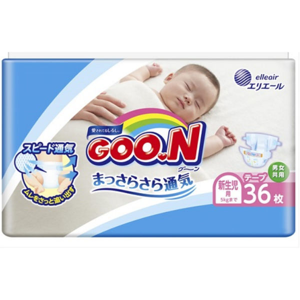Подгузники GOO.N для новорожденных до 5 кг (размер SS, на липучках, унисекс, 36 шт)