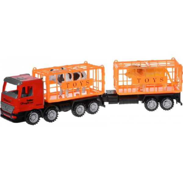 Машинка інерційна Same Toy Super Combination Вантажівка червона для перевезення тварин з причепом 98-91Ut-1