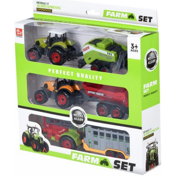 Набор машинок diecast с тракторами same toy sq90222-3ut