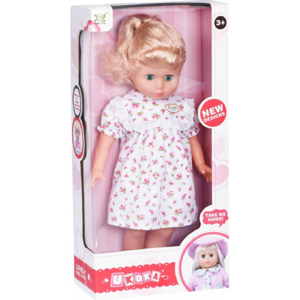 Лялька Same Toy біле плаття в Рожевому квіточку 45 см 8010BUt-1