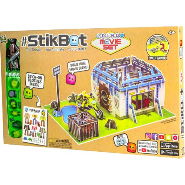 Игровой набор для анимационного творчества STIKBOT S2 – ДИНОЗАВРЫ (1 фиг., наклейки, аксесс.)