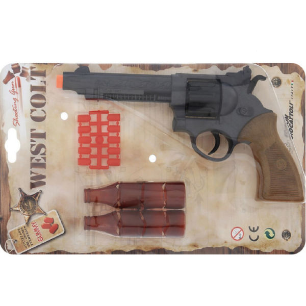 Игрушечный пистолет Edison Giocattoli West Colt 28см 8-зарядный с мишенью и пульками (465/32)