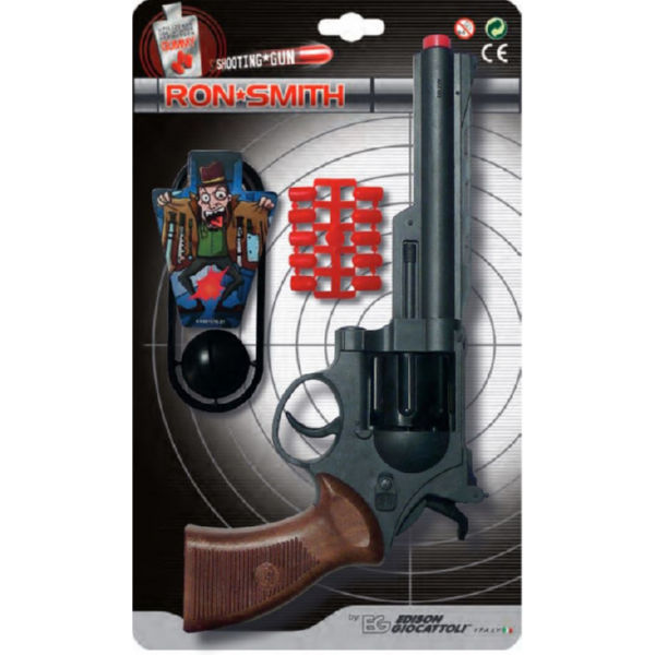Игрушечный пистолет на пульках Edison Giocattoli Ron Smith 28см 8-зарядный с мишенью (463/33)