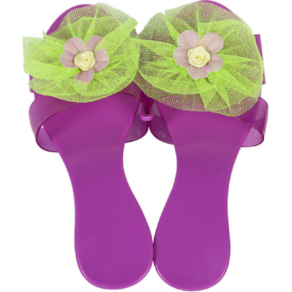 Фиолетовые туфельки с зеленым бантом для маленькой принцессы