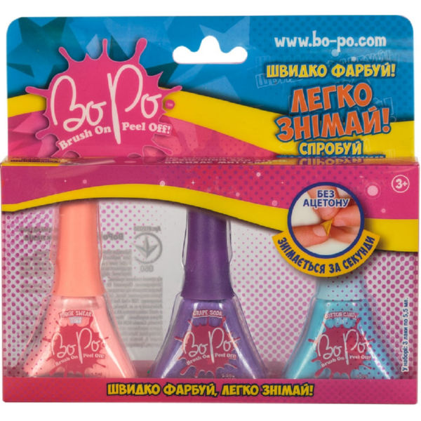 BoPo: набор из трех лаков (розовый, фиолетовый, голубой)