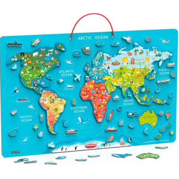 Пазл магнитный Viga Toys Карта мира с маркерной доской (44508)