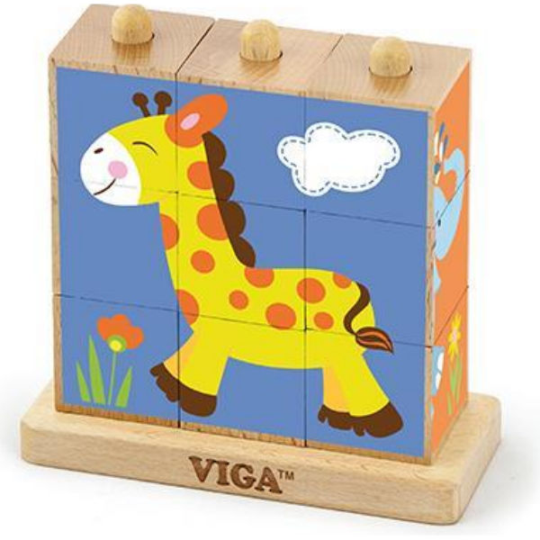 Пазл-кубики вертикальный Viga Toys "Сафари" (50834)