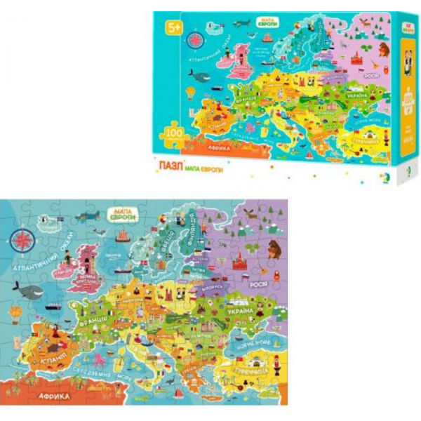 Пазлы "Карта Эвропы", 100 элементов 300129
