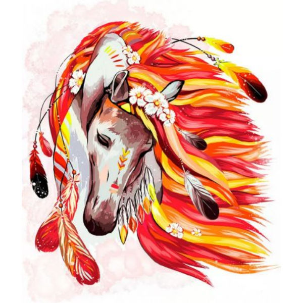 Картина по номерам "Огненная лошадь" укр KpN-01-07U