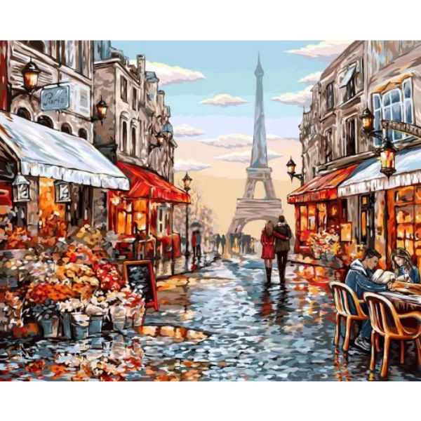 Картина по номерам "Цветочный магазин Парижа" укр KpN-01-09U