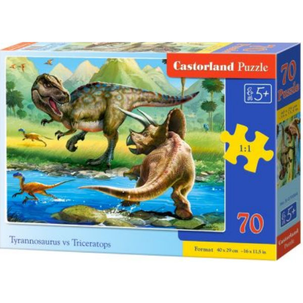 Пазлы "Тиранозавр и трицератопс ", 70 элементов B-070084
