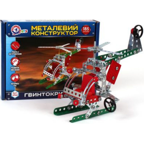 Конструктор металлический "Вертолёт", 185 дет 4944