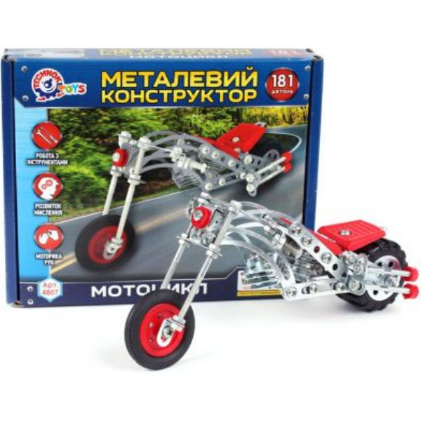 Конструктор металевий "Мотоцикл ТехноК", 181 деталь 4807
