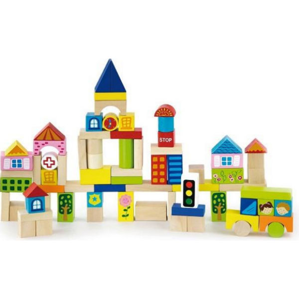 Кубики Viga Toys Город, 75 шт., 3 см (50287)