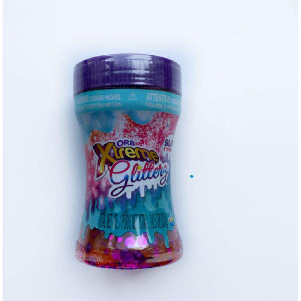 ORB Slimy Xtreme Glitterz: мега-глиттерный слайм в контейнере фиолетовый (455 г)