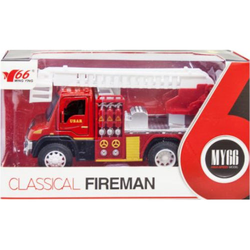 Металлическая пожарная машина "Classical Fireman" инерционная (стремянка) MY66-D1222