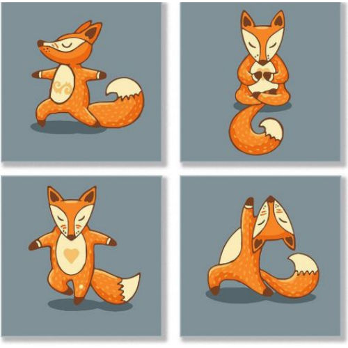 Картина по номерам "Полиптих: Yoga-fox" ★★ KNP011