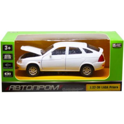 Коллекционная игрушечная машина lada priora, лада приора белая 1:32 автопром 7507