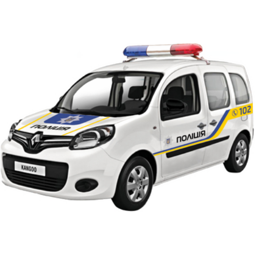 Моделька автомобіля renault kangoo поліція, рено кенго біла 1:32 technopark kangoo-bk