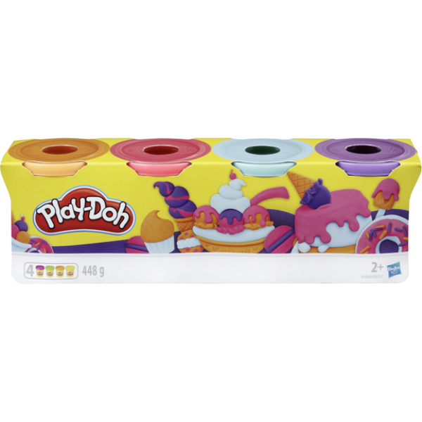 Набір з тестом Play-Doh 4 баночки (фіолетовий, блакитний, рожевий, помаранчевий) B5517_E4869