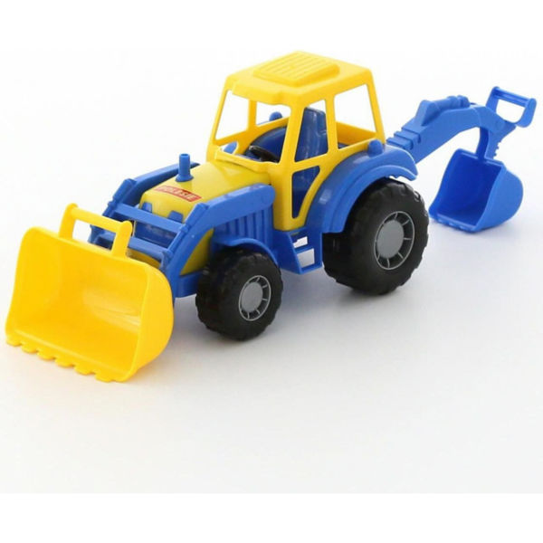 Іграшка polesie майстер, трактор-екскаватор синьо-жовтий полісся 35318-1