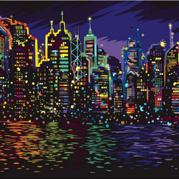 Картина по номерам "Огни ночного города" KpNe-02-01,02,03,04,...10