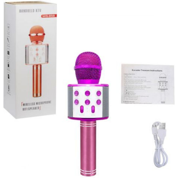 Беспроводной микрофон-караоке (розовый) WS-858