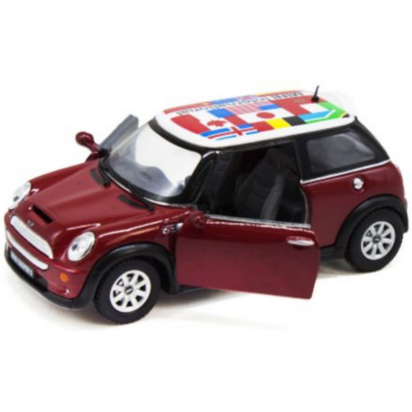 Коллекционная игрушечная машина mini cooper s, мини купер с бордовая 1:28 kinsmart kt5059fw