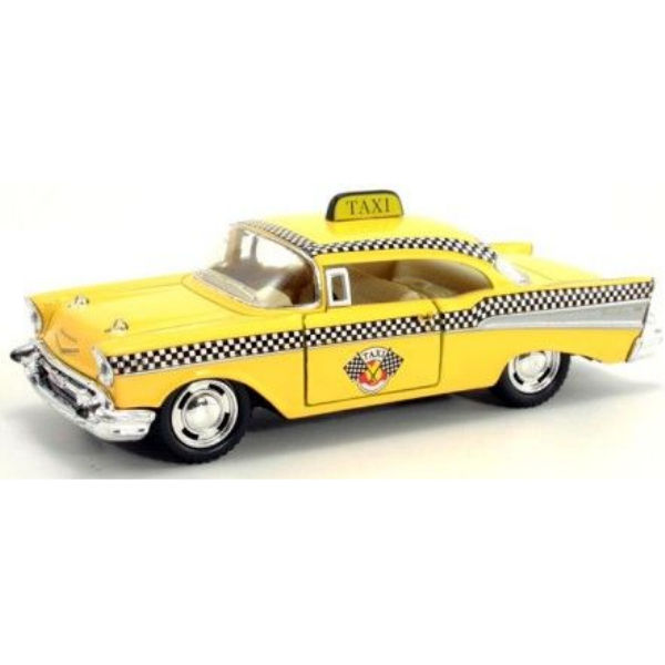 Коллекционная машинка такси chevrolet bel air, такси шевроле бель эйр желтая 1:40 kinsmart kt5360w