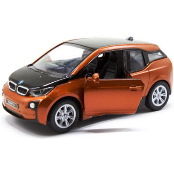 Машинка моделька bmw i3, бмв ай 3 оранжевая 1:32 kinsmart kt5380w