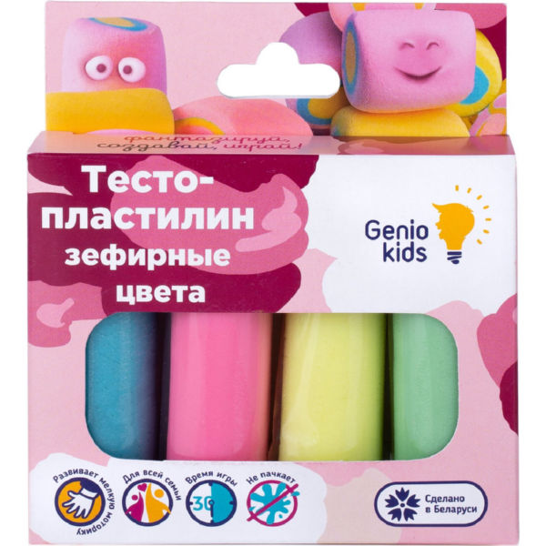 Набор Genio Kids-Art для детской лепки “Тесто-пластилин 4 цвета. Зефирные цвета" (TA1088)